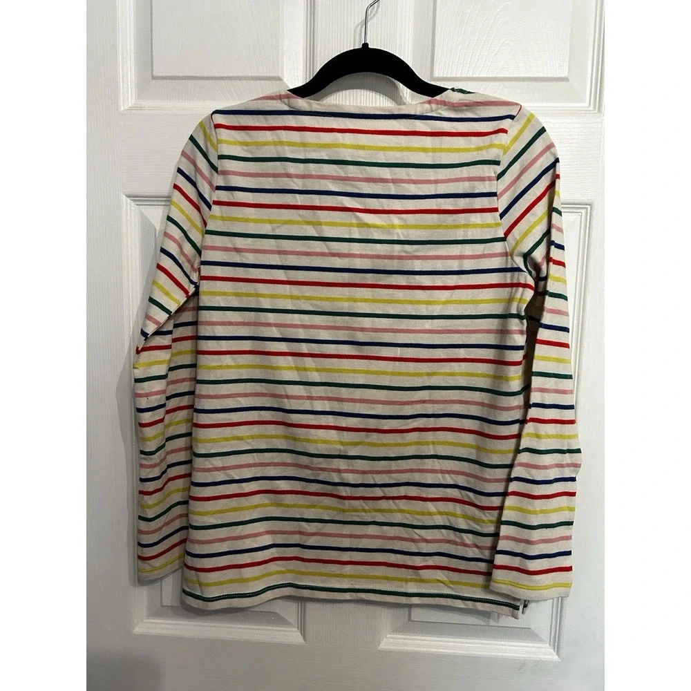 NWT‎ Boden Girls 15-16 y Shirt Striped Long Sleeve Boat Neck Top Rainbow Cotton